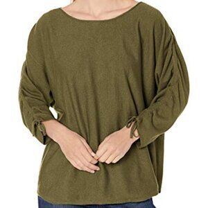 𝅺MAX Studio BNWOT Boat Neck New Green Sweater Ruched Sleeve